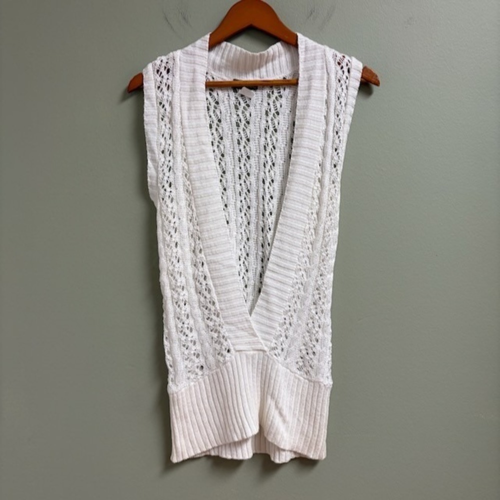 VTG Wet Seal Womens Y2K Open Knit Top Size L Deep‎ V Cottagecore Festival Boho